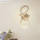 Simple led chrome infinity wall sconce with cut crystal deco bedroom