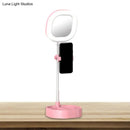 Simple light blue led mirror light bedroom vanity with phone holder