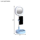Simple light blue led mirror light bedroom vanity with phone holder