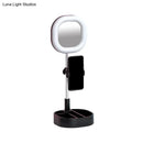 Simple light blue led mirror light bedroom vanity with phone holder