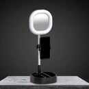 Simple light blue led mirror light bedroom vanity with phone holder