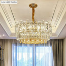 Simple style gold & amber crystal chandelier bedroom light type