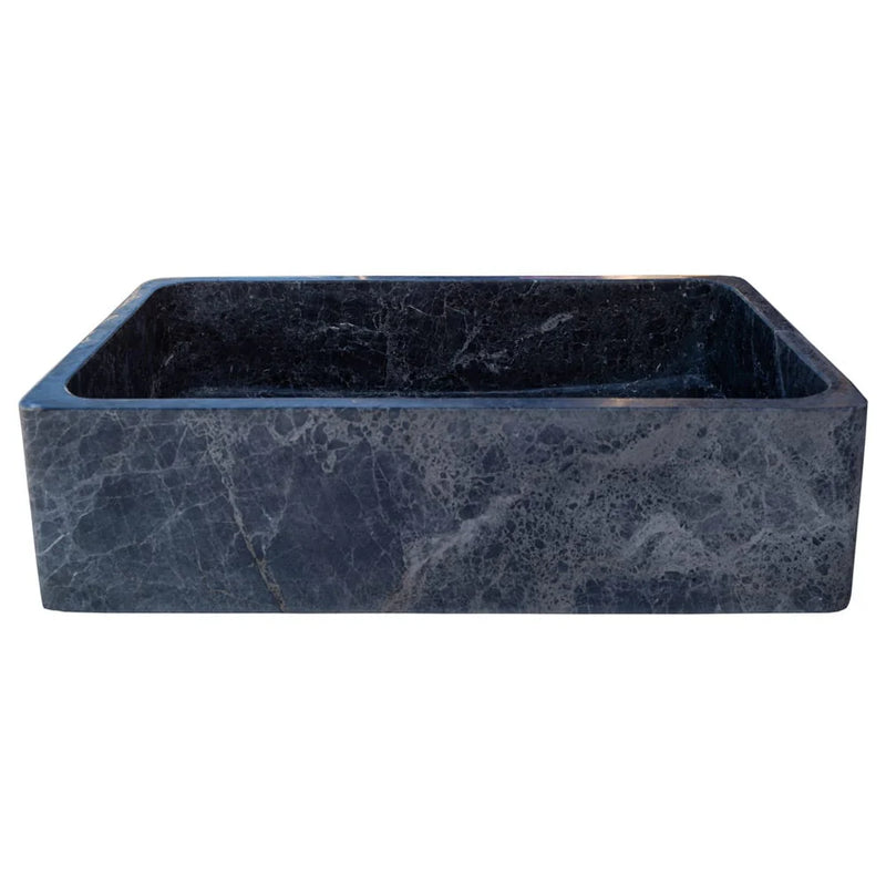 Natural Stone Sirius Black Marble Rectangular Above Vanity Bathroom Sink Polished Side view product shot