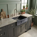 Sirius Black Marble Rectangular Farmhouse Sink - 24"x16"x6" - Honed