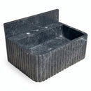 Sirius Black Marble Ribbed Rectangular Wall Mount Sink with Backsplash - 16"x36"x8" - Honed