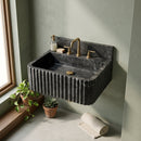 Sirius Black Marble Ribbed Rectangular Wall Mount Sink with Backsplash - 16"x36"x8" - Honed