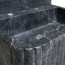 Sirius Black Marble Ribbed Rectangular Wall Mount Sink with Backsplash - 16"x36"x8" - Honed