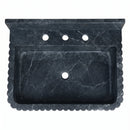 Sirius Black Marble Ribbed Rectangular Wall Mount Sink with Backsplash - 16"x36"x8" - Honed