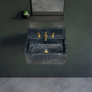 Sirius Black Marble Wall-mount Bathroom Sink Ribbed with 4" Backsplash (W)16" (L)20" (H)8" installed bathroom green wall