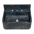 Sirius Black Marble Wall-mount Bathroom Sink Ribbed with 4" Backsplash (W)16" (L)20" (H)8" front view