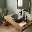 Sirius Gray Marble Round Vessel Sink - 15"x15"x6" - Honed
