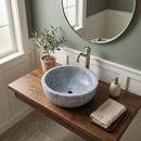 Sirius Silver Marble Round Vessel Sink - 16"x16"x6" - Honed