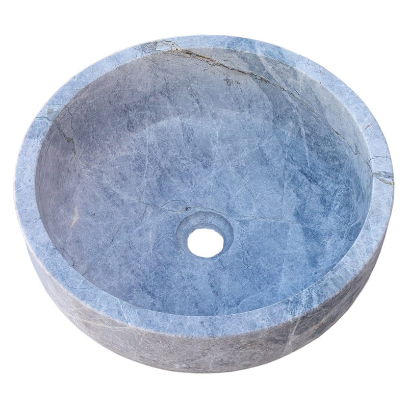 Natural Stone Sirius Silver Marble Above Vanity Bathroom Vessel Sink (D)16" (H)6" angle view product shot