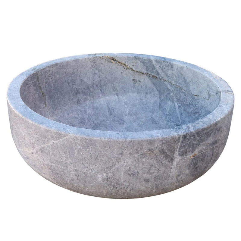 Natural Stone Sirius Silver Marble Above Vanity Bathroom Vessel Sink (D)16" (H)6" side view