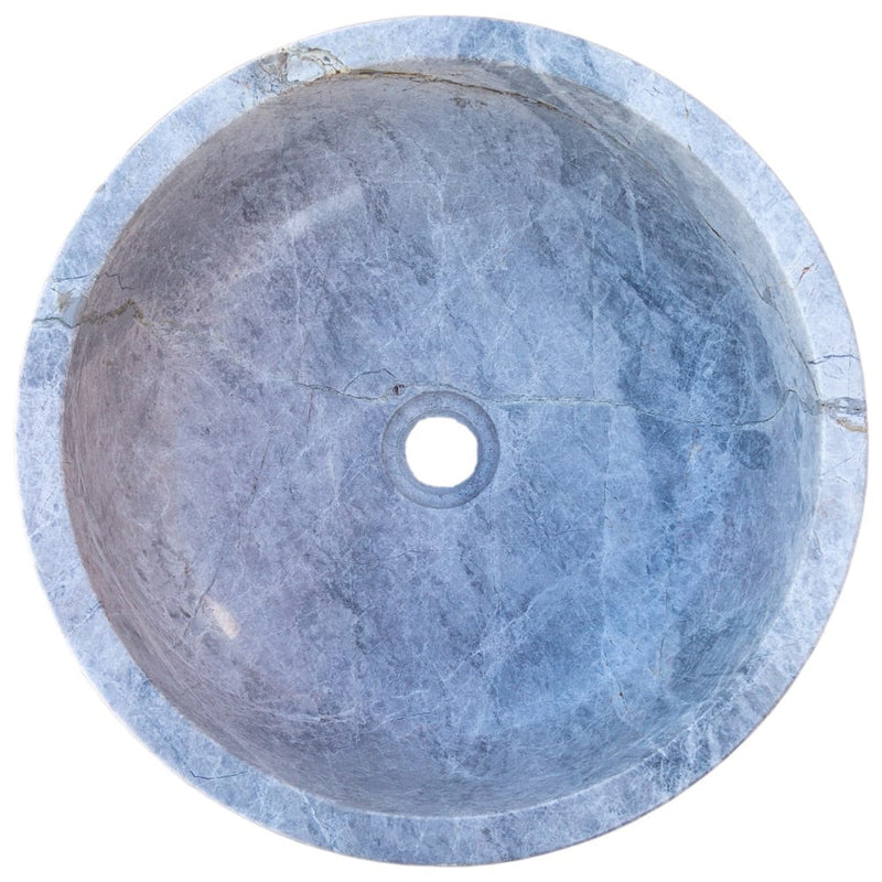 Natural Stone Sirius Silver Marble Above Vanity Bathroom Vessel Sink (D)16" (H)6" top view product shot