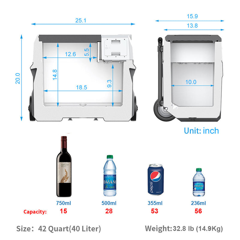 LiONCooler Combo, X40A Portable Solar Fridge/Freezer (42 Quarts) and 90W Solar Panel