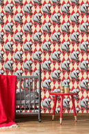 Sketch Bear on a Bike in Vintage Style Wallpaper