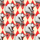 Sketch Bear on a Bike in Vintage Style Wallpaper