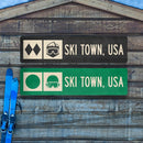 Ski Town USA Ski Trail Metal Sign