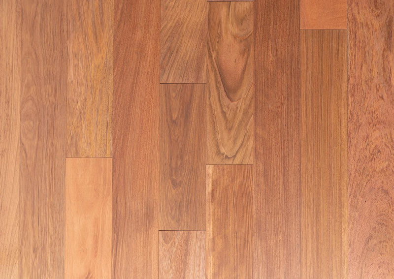 8 Ply Engineered Prefinished Mix Width 84" RL Long 9/16" Thick Plank Brazilian Cherry Jatoba - Totem Collection closeup view