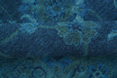 Sky Custom Made Blue Traditional Oushak Design Overdyed Wool Rug