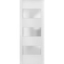 Lucia 4070 White Silk Barn Door Slab with 3 Lites Frosted Glass
