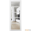 Quadro 4522 Matte White Barn Door Slab with Clear Glass