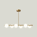 DecorBites™ Sleek and Elegant Linear Gold Island Pendant Lighting with Spherical Glass Shades for Dining Table