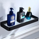 Sleek black aluminum glass shelf bathroom storage rack