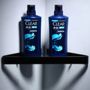 Sleek black aluminum glass shelf bathroom storage rack
