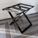 Ashley-Foldable Metal Luggage Rack with Genuine Leather