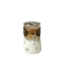 Sleek glass iced latte coffee cup with wood band kitchen tumbler