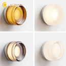 Sleek gold round wall sconce glass light bathroom soap dish