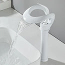 Sleek matte black brass waterfall basin faucet for bathroom