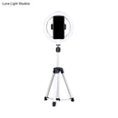 Sleek silver and white circular fill-in lamp bedroom phone holder