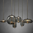 Sleek smoked glass led chandelier living room pendant light