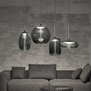 Sleek smoked glass led chandelier living room pendant light