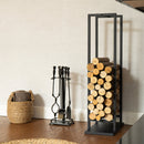 Elevated Black Metal Firewood Rack