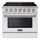 Akicon 36" Stainless Steel Range Hood with 600 CFM Insert & 6-Burner Gas Range Combo – Powerful Ventilation, Convection Oven, Multiple Finishes