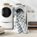 Brone Blue Checkered Washable Rug