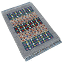Small 1.5x2 Gray, Blue and Camel Wool Hand Knotted traditional Vintage Antique Southwestern Tribal Gabbeh | TRDCP566152