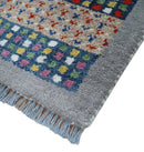 Small 1.5x2 Gray, Blue and Camel Wool Hand Knotted traditional Vintage Antique Southwestern Tribal Gabbeh | TRDCP566152