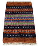 Small 1.5x2 Rust and Blue Wool Hand Knotted traditional Persian Vintage Antique Scandinavian Gabbeh Rug| TRDCP315152