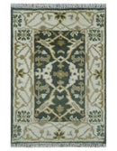 Small Entryway 2x3 Gray, Ivory and Beige Hand Knotted Oriental Oushak  Wool Area Rug