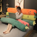 Smiling carrot orange & green cylindrical long pillow bedroom decor