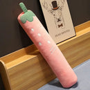 Smiling carrot orange & green cylindrical long pillow bedroom decor