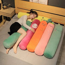 Smiling carrot orange & green cylindrical long pillow bedroom decor