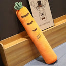 Smiling carrot orange & green cylindrical long pillow bedroom decor