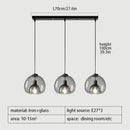 Smoked glass pendant lights trio for dining room dining table