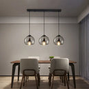 Smoked glass pendant lights trio for dining room dining table